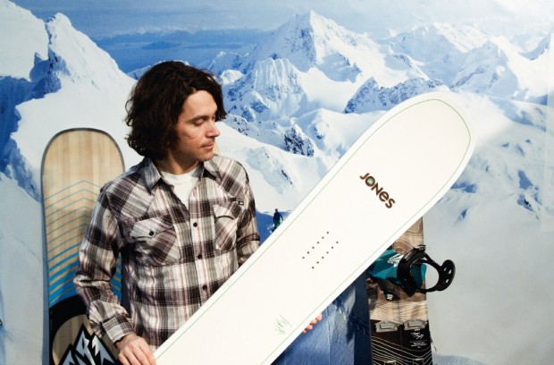 Jeremy Jones with one of his signature shapes, bring kooky shapes to the mainstream.
