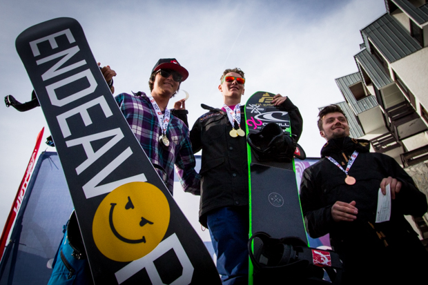 Max Thidling, Lewis Courtier-Jones and Jamie Trinder on the men's podium. Photo: Sam McMahon